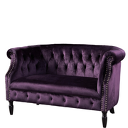 Loveseat with Scrolled Arms, BlackBerry and Dark Brown,living room