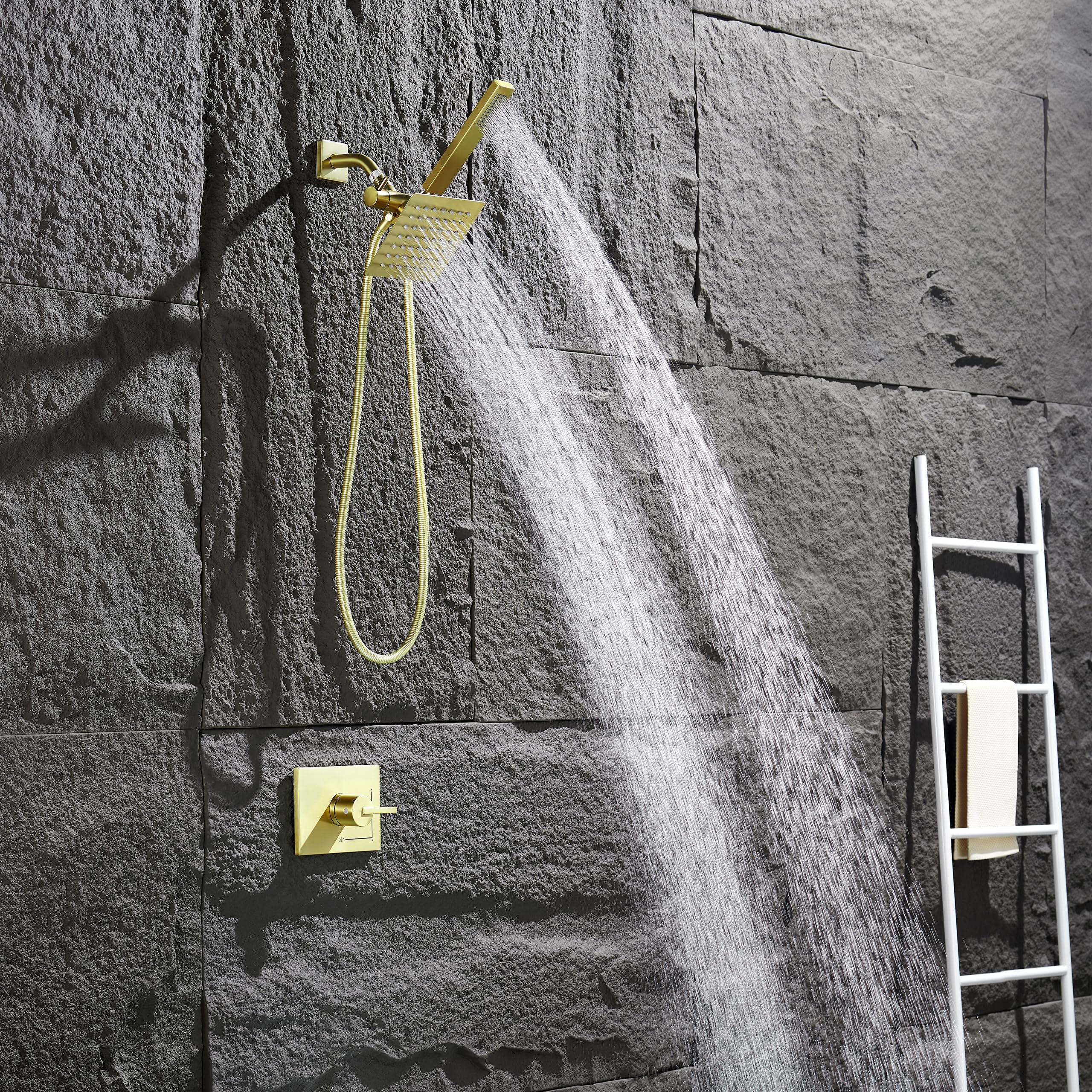 Brushed Gold Shower Fixtures, Shower Faucet Set Dual Shower Heads