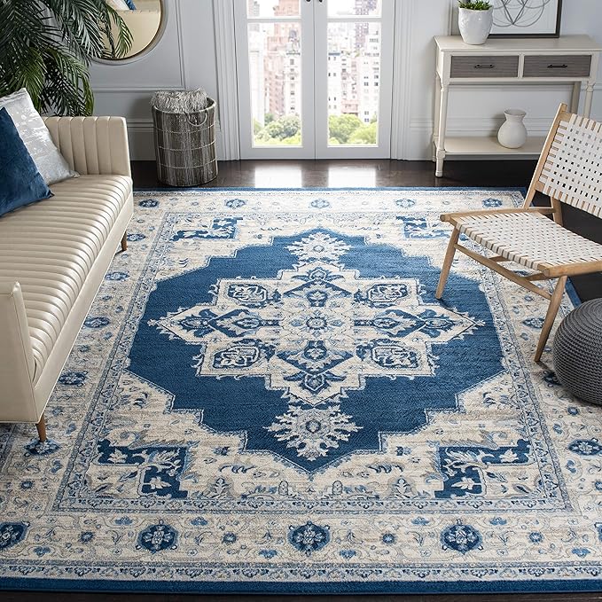 Brentwood Collection Area Rug - 5'3" x 7'6", Cream & Grey