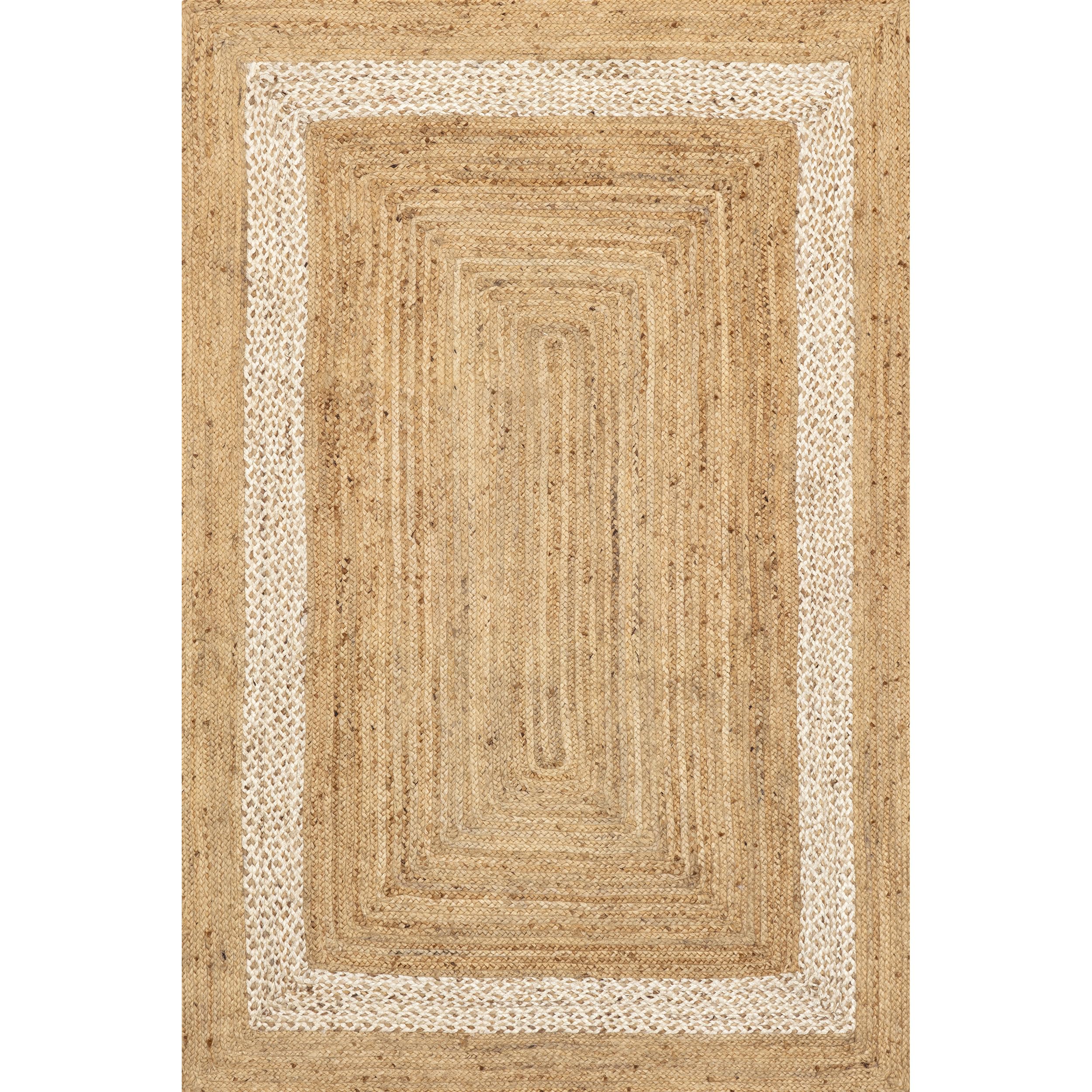 nuLOOM Louisa Jute Bordered Area Rug - 5x8 Farmhouse Natural/Ivory Neutral Dining/Living Room Rug