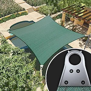 22' x 22' Beige Rectangle Super Ring Sun Shade Sail UPF50+ AGSRR Canopy Awning Shades