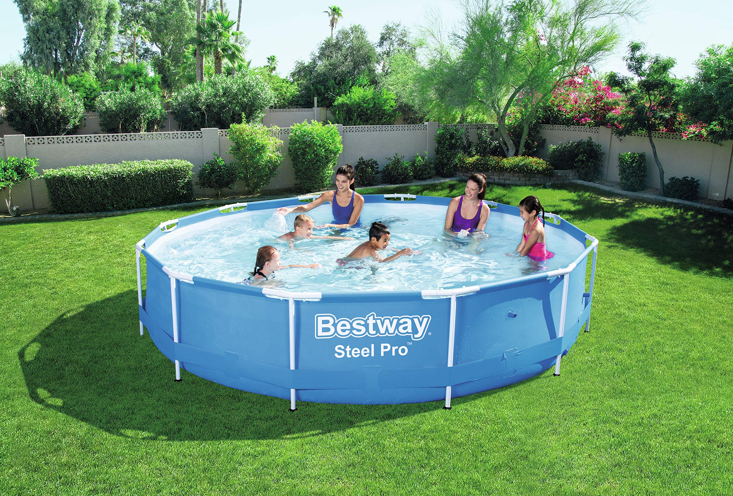 Bestway Steel PRO 56706 Framed Pool Round 6473L Blue Above Ground Pool - Above Ground Pools (Framed Pool, Round, 6473 L, Blue, PVC, Polyester, Steel, 290 mm)