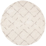 Arizona Shag Collection Area Rug - 8' Round, Ivory & Beige, Moroccan Diamond Design