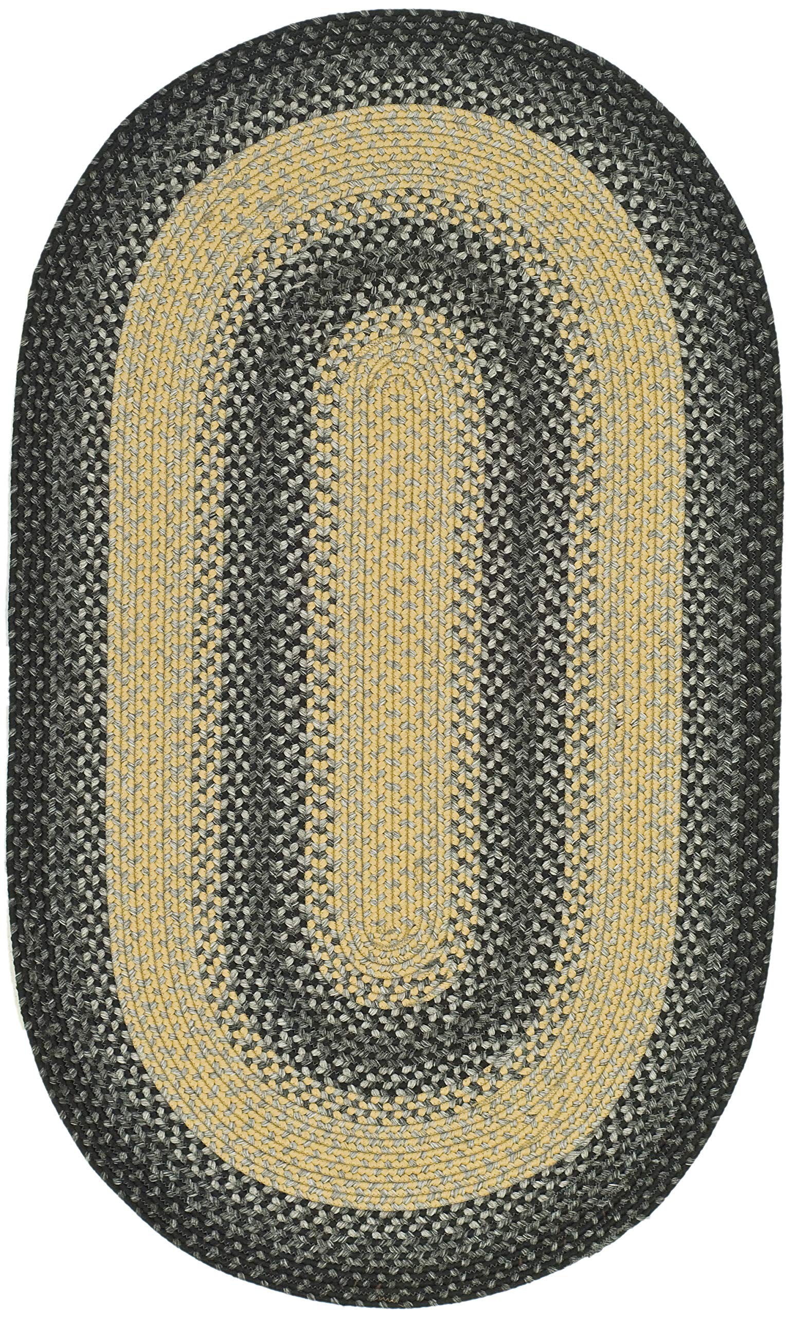 Braided Collection 8' x 10' Oval Black / Grey BRD311A Handmade Country Cottage