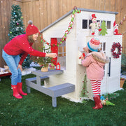 Outdoor Wooden Playhouse with Picnic Table, Mailbox and Outdoor Grill