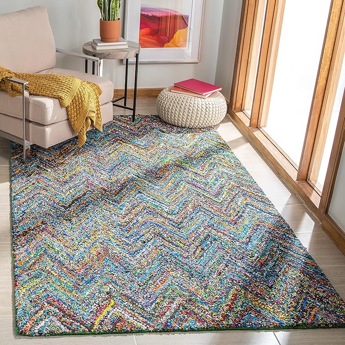 Nantucket Collection Area Rug - 6' x 9', Red & Blue & Multi