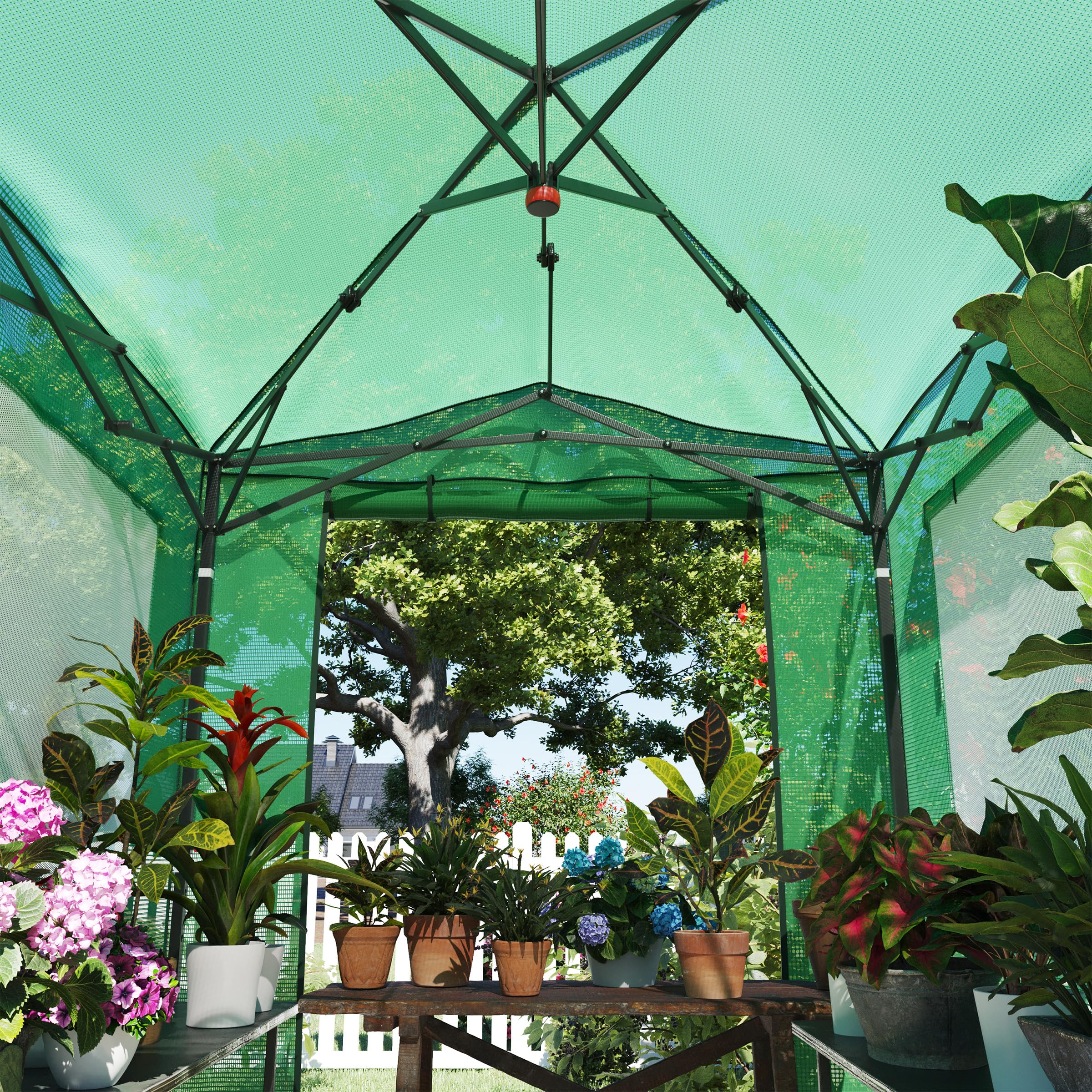 Pop Up Greenhouse - 8ft x 6ft Portable Walk in Green House with Roll-Up Zippered Doors