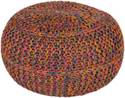 100-Percent Jute Pouf, 20-Inch by 20-Inch by 14-Inch, Carnation/Gold/Teal