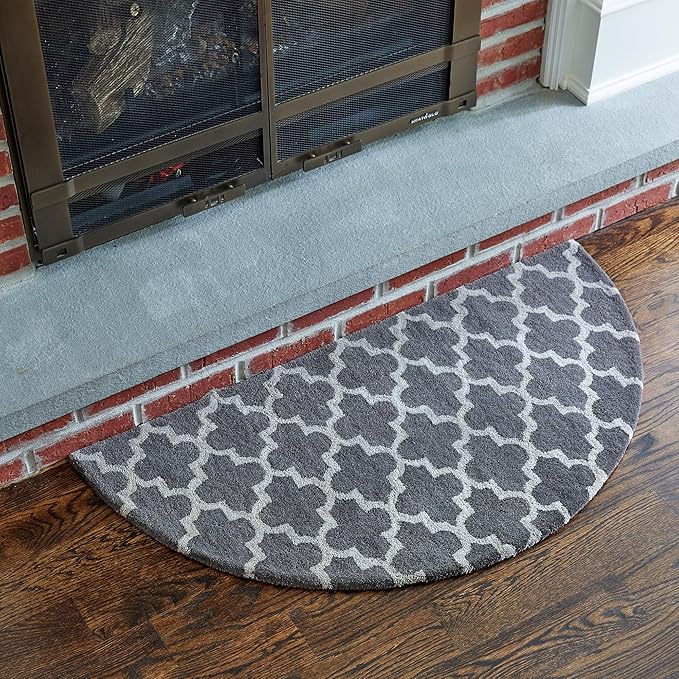 Beige Hand Tufted 100% Wool Hearth Rug - Protects Floor from Heat
