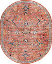 Lola Collection Area Rug - Vivacious (7' 10" x 10' 2" Oval, Brick Red/Blue)