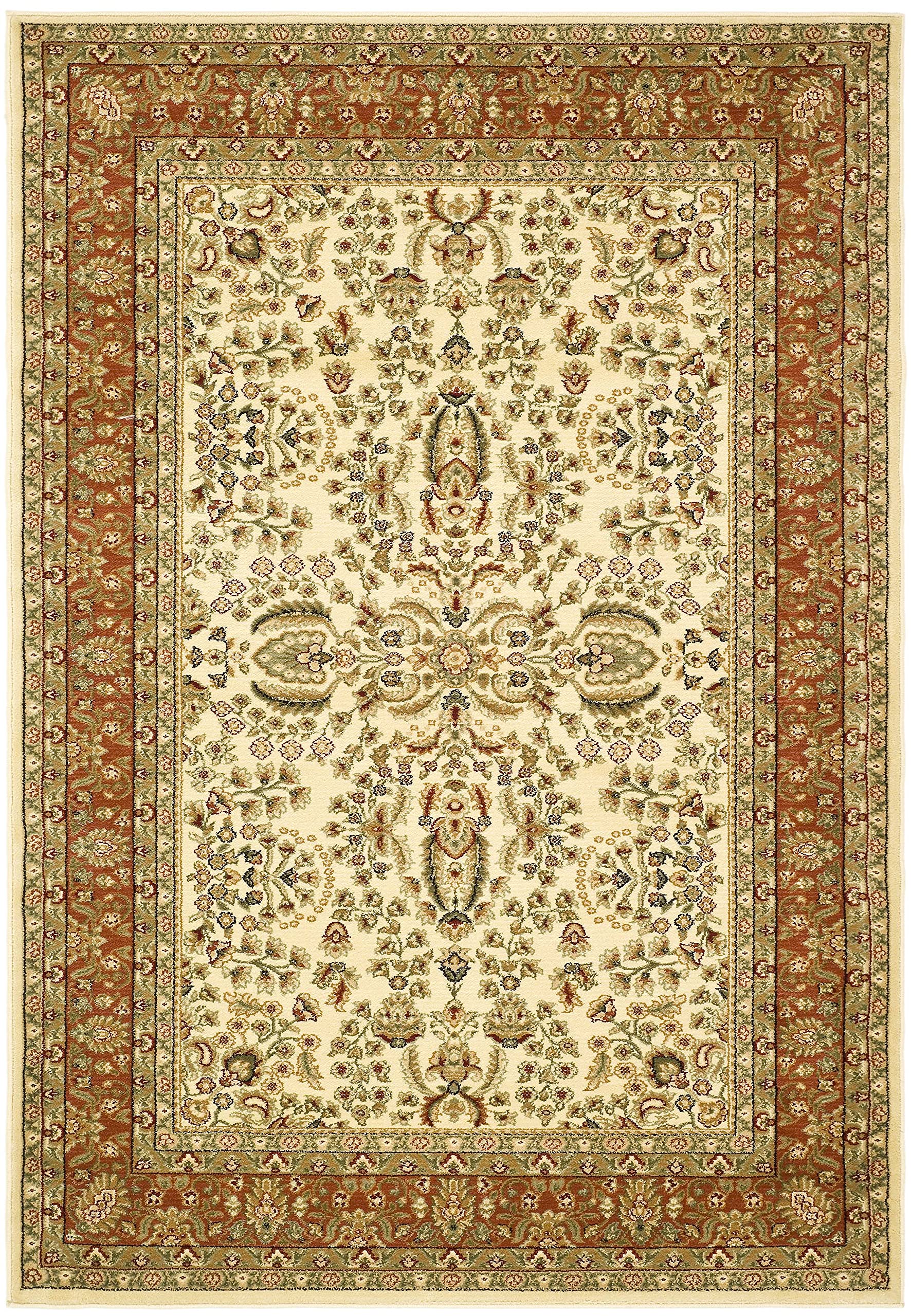 Lyndhurst Collection X-Large Area Rug - 11' x 15', Ivory & Rust