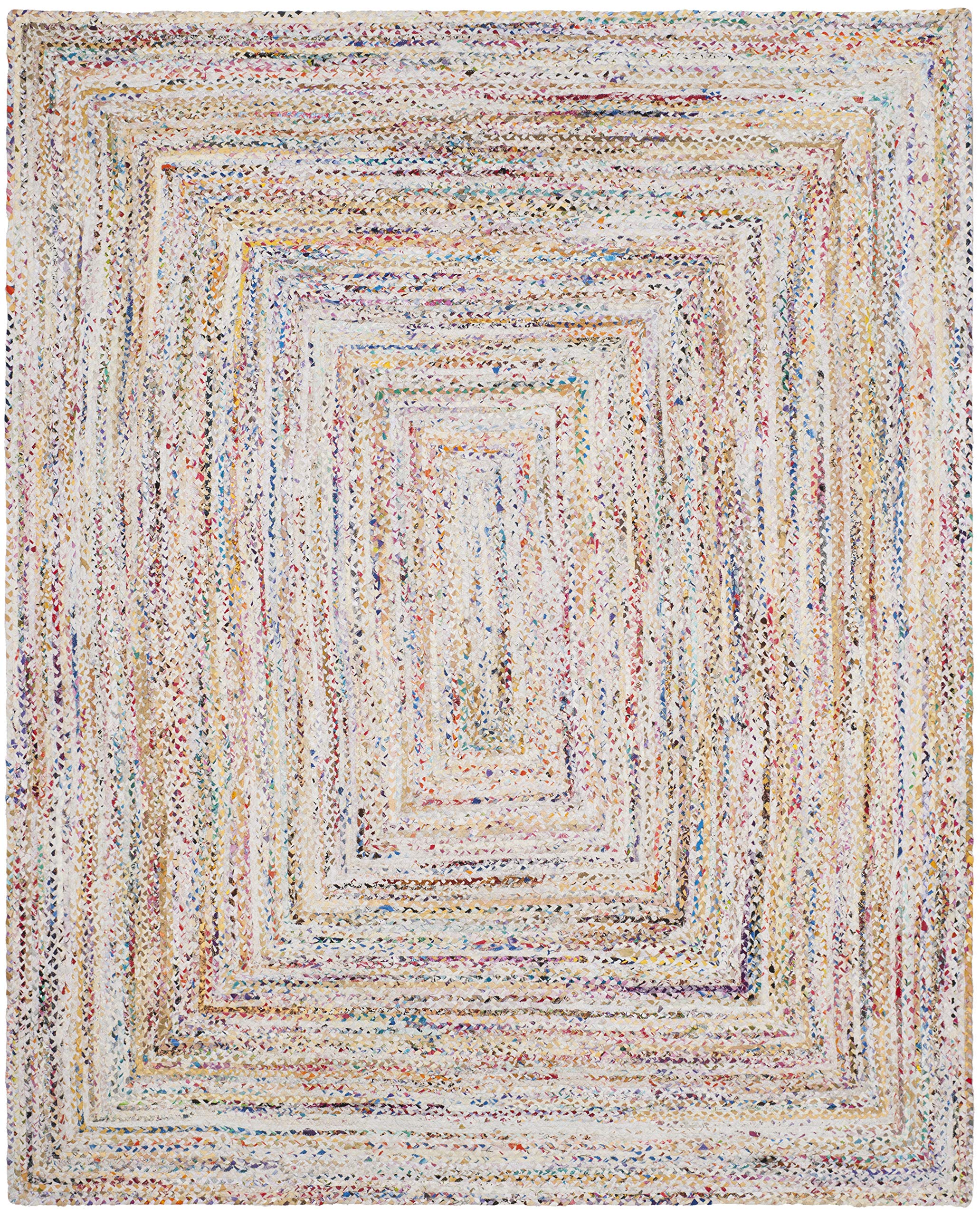 Collection Area Rug - 8' x 10', Ivory & Multi, Handmade Boho Reversible Cotton
