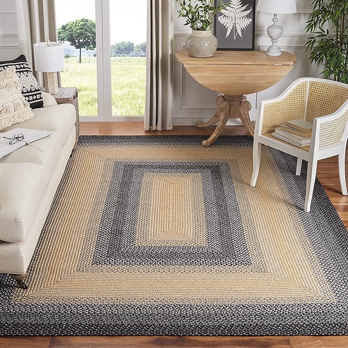 Braided Collection 8' x 10' Oval Black / Grey BRD311A Handmade Country Cottage