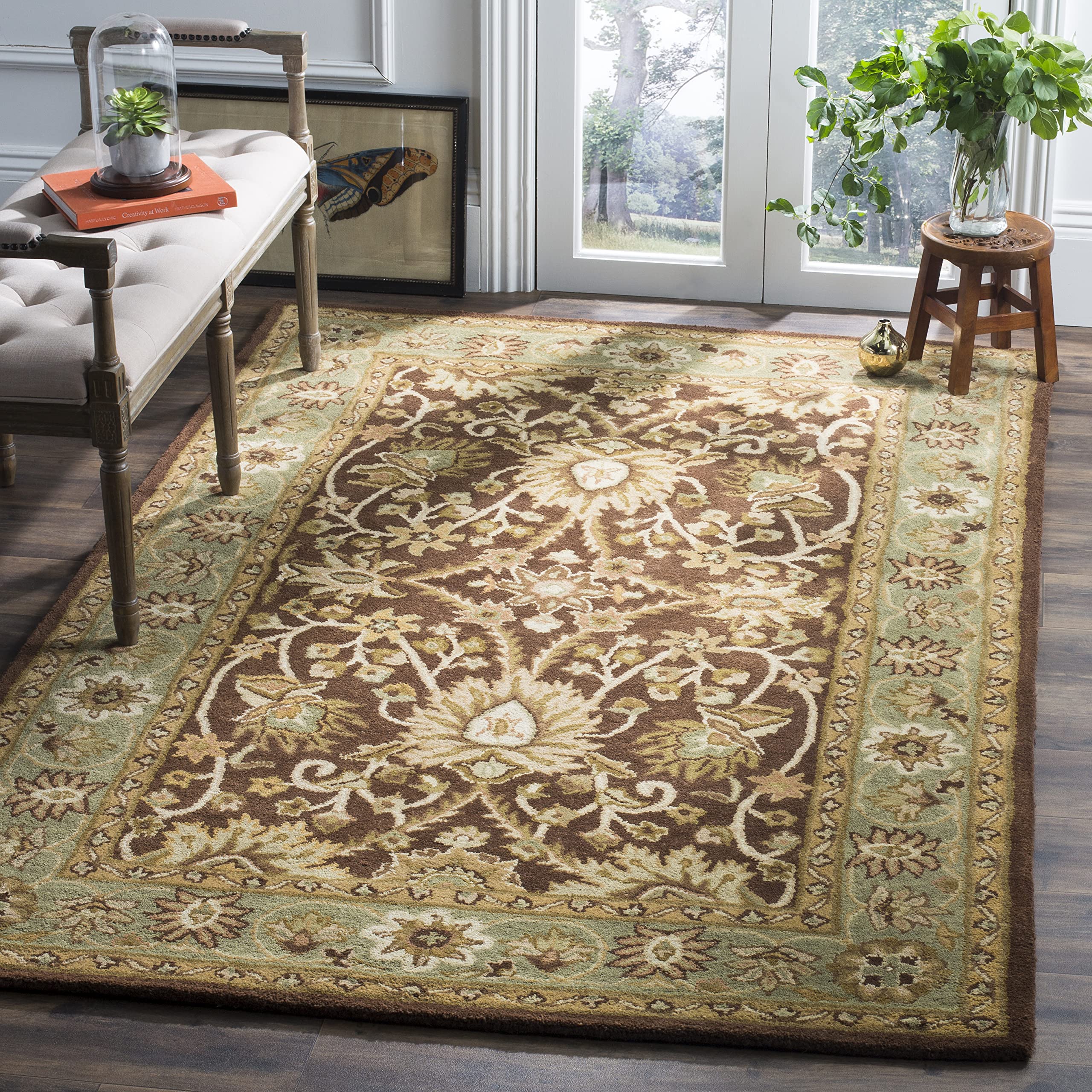 Antiquity Collection Area Rug - 6' x 9', Chocolate & Blue