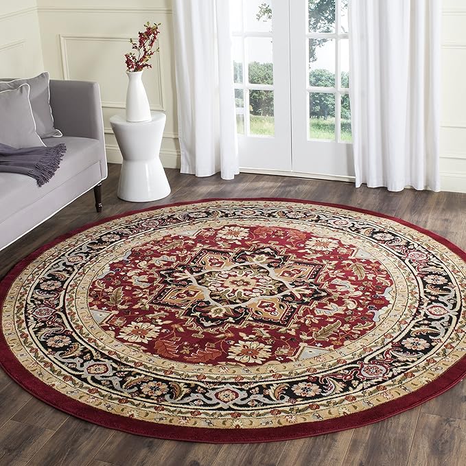 Lyndhurst Collection Area Rug - 6' x 9', Beige & Black, Traditional Oriental Design