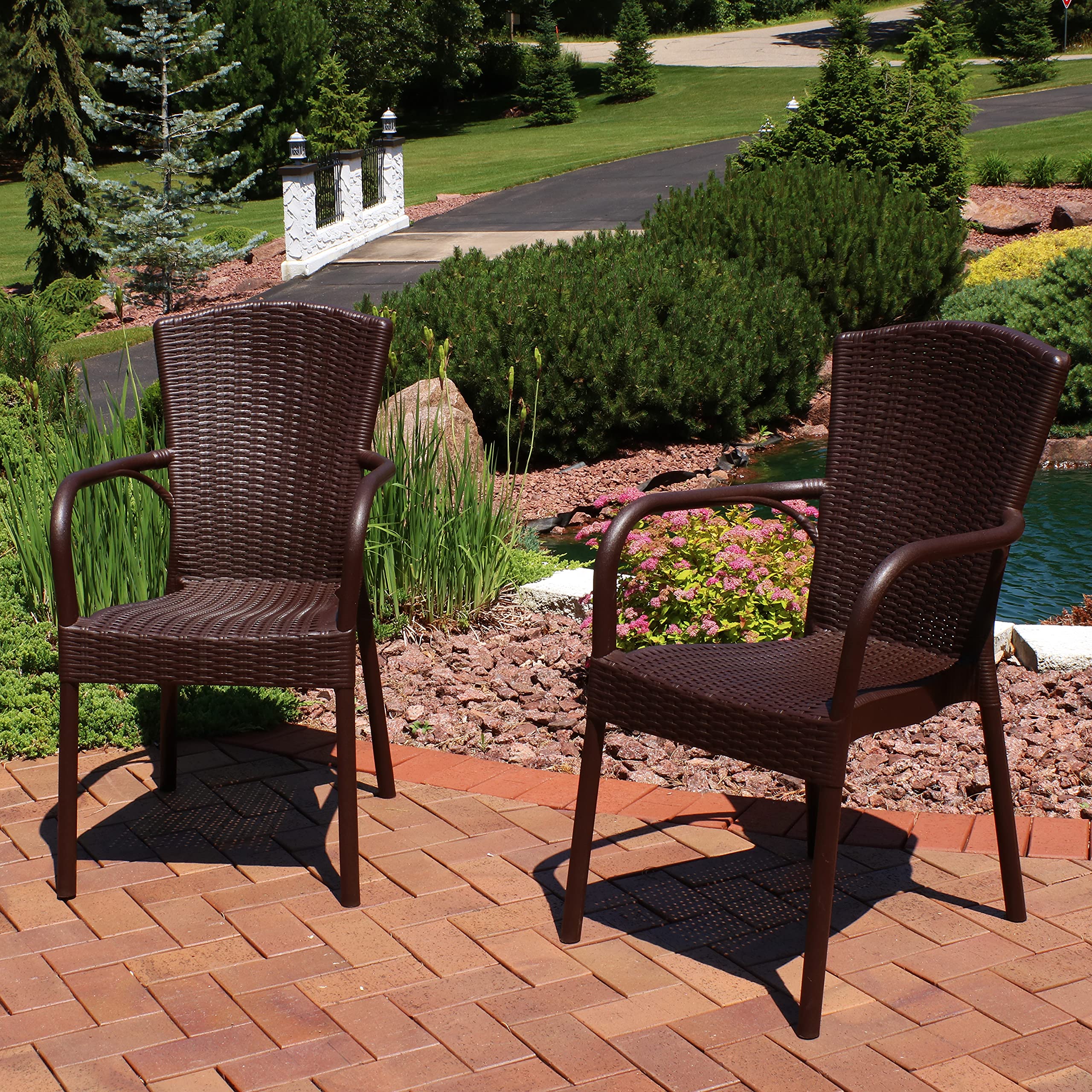 Segesta All-Weather Faux Wicker Plastic Dining Chair - Commercial Grade - Indoor/Outdoor