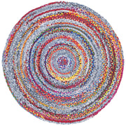 Braided Collection 5' Round Blue / Red BRD250L Handmade Country Cottage Reversible