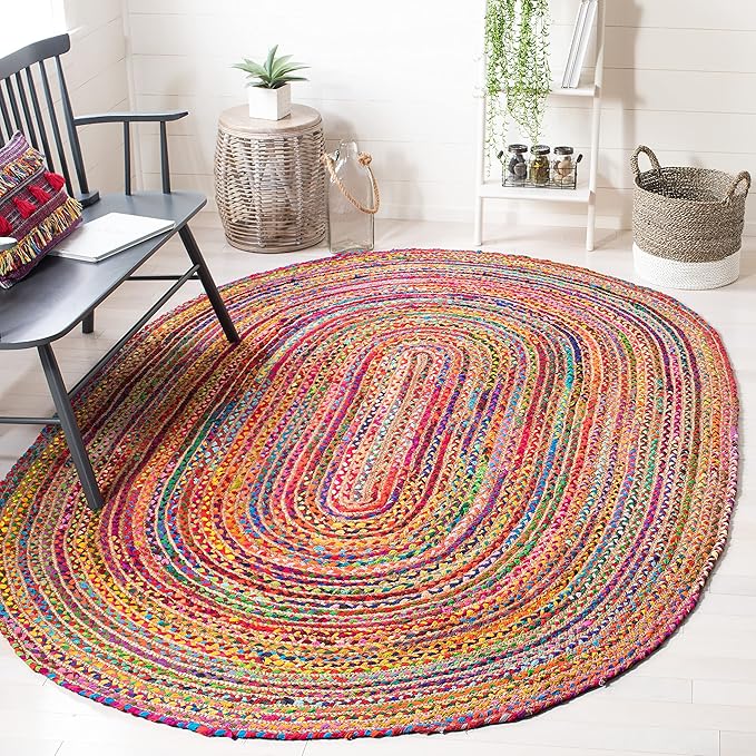 Cape Cod Collection Area Rug - 4' x 6' Oval, Red & Multi