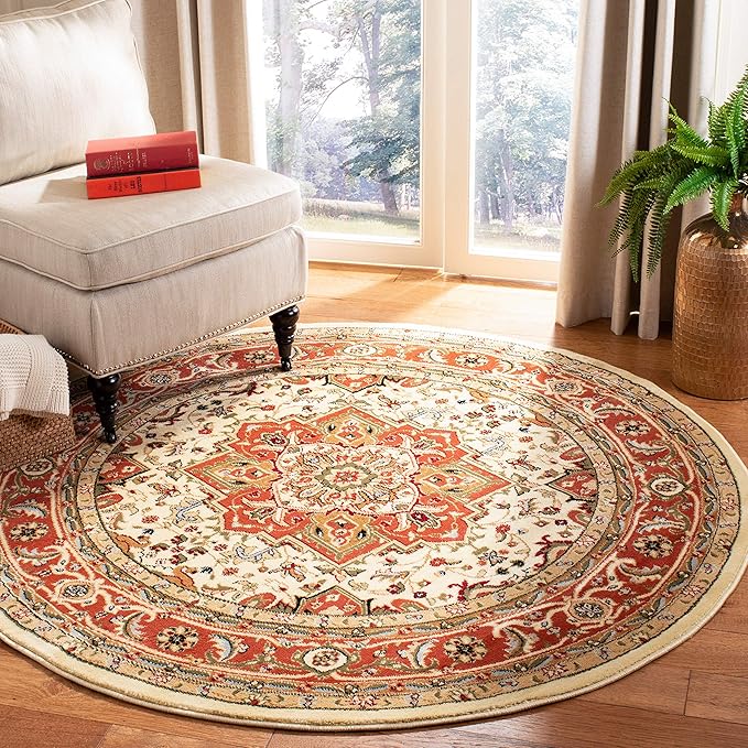 Lyndhurst Collection Area Rug - 6' x 9', Beige & Black, Traditional Oriental Design
