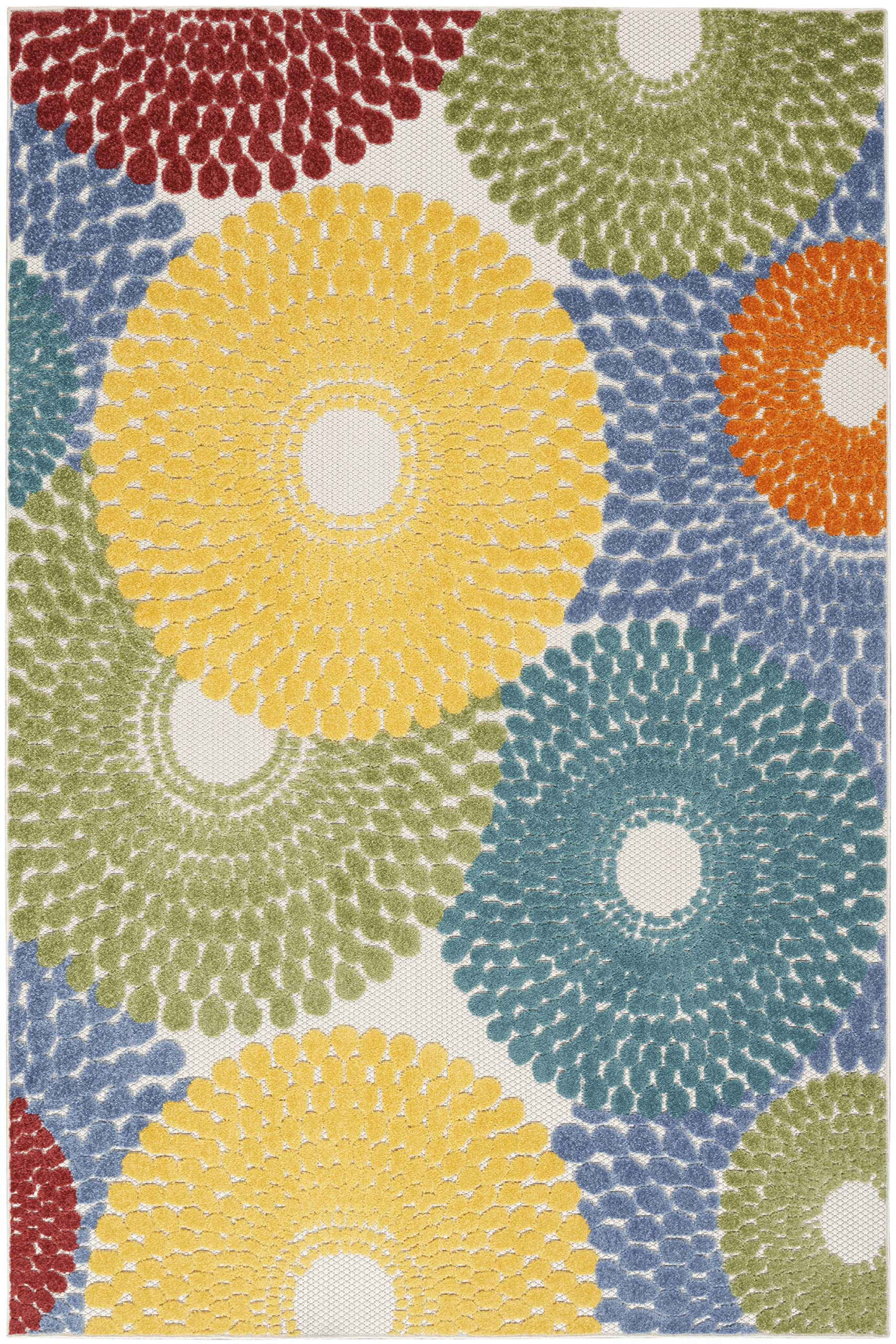 Aloha Indoor/Outdoor Multicolor 6' x 9' Area -Rug, Easy -Cleaning, Non Shedding