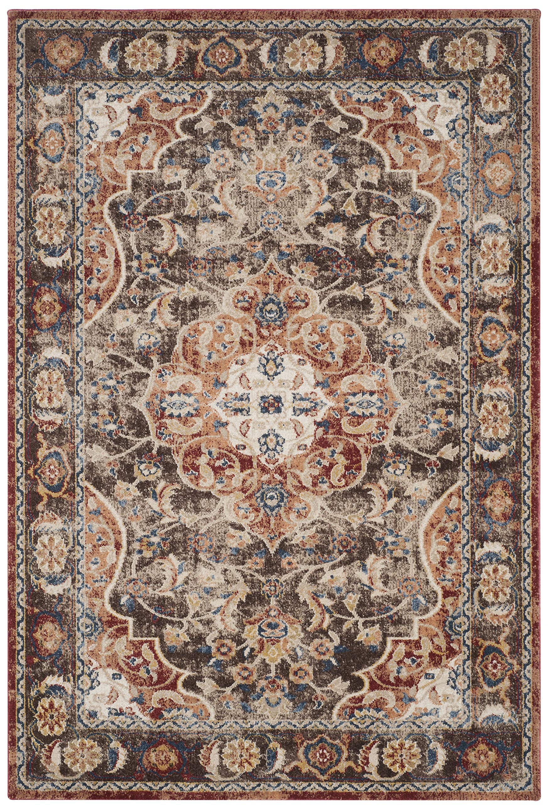 Bijar Collection Area Rug - 5'3" x 7'6", Brown & Rust, Traditional Oriental Distressed Design