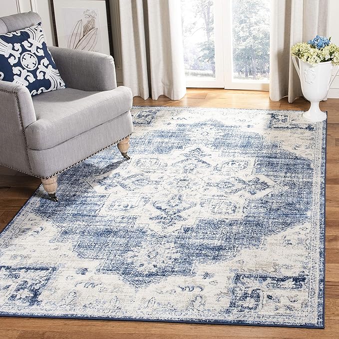 Brentwood Collection Area Rug - 5'3" x 7'6", Cream & Grey