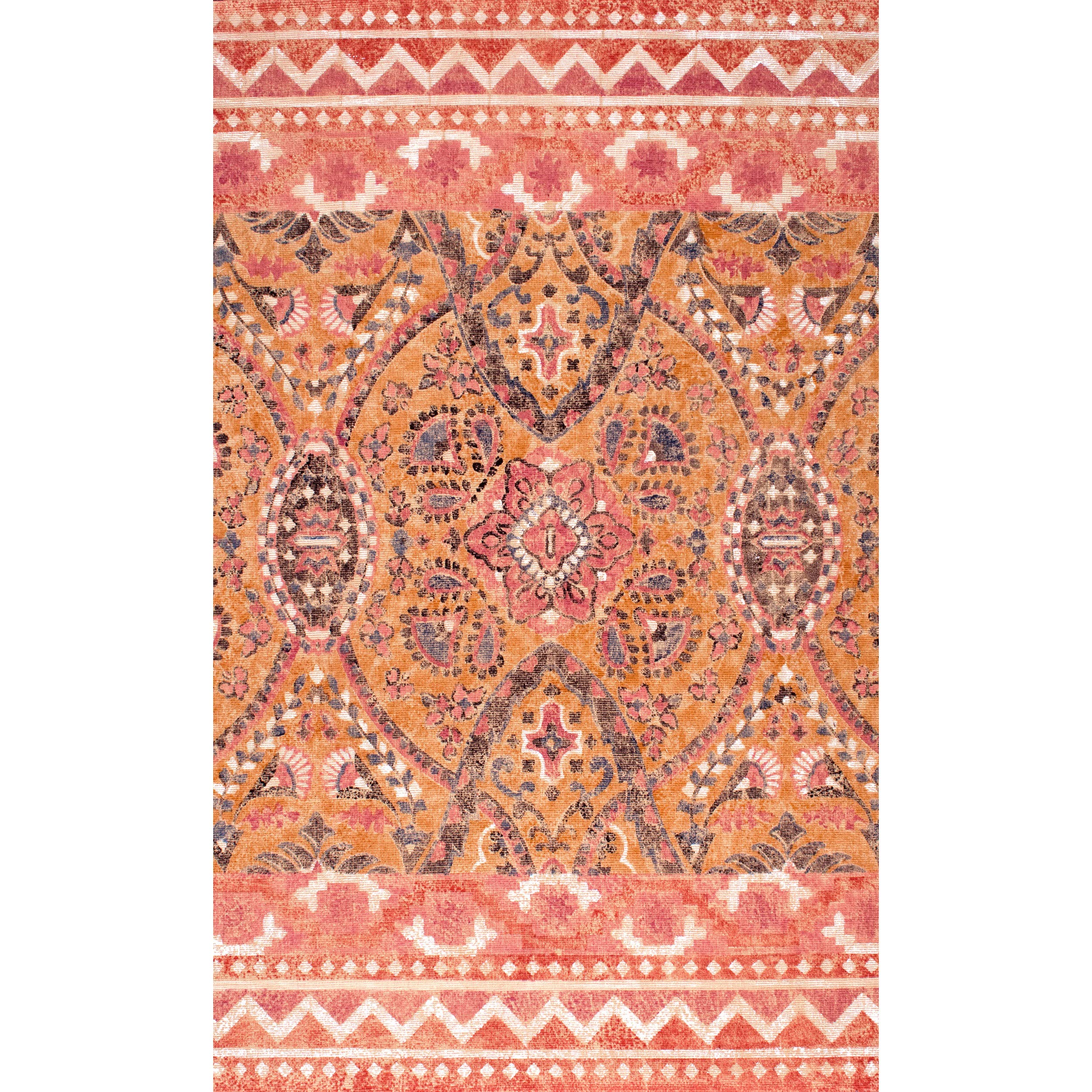 Machine Woven Dara Suzani Jute Area Rug, 4x6, Orange