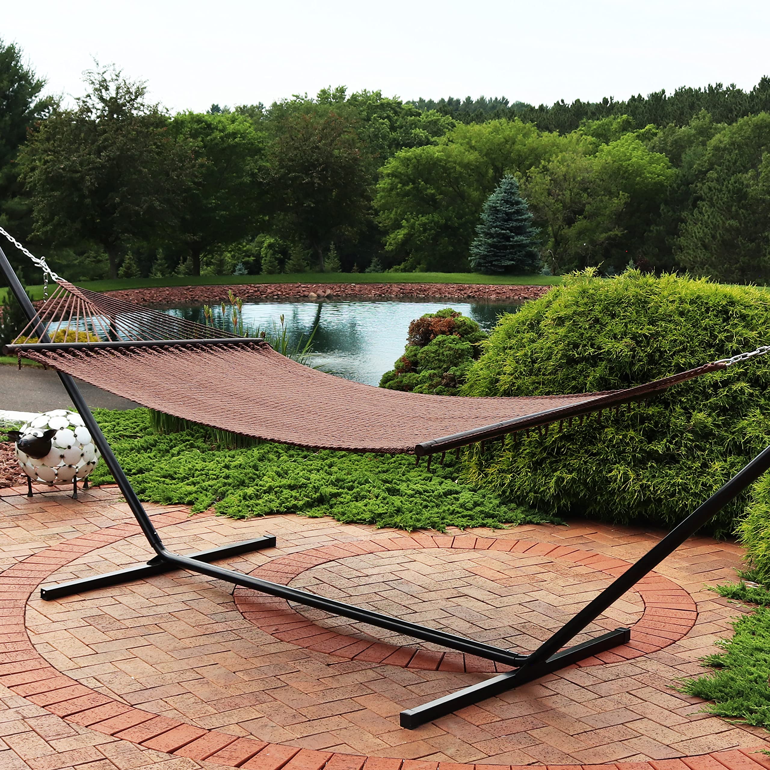 Soft-Spun Polyester Rope Double Hammock for Outside - 600-Pound Weight