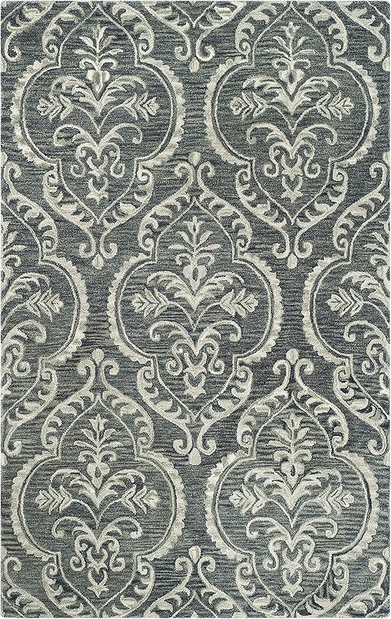 Blossom Collection 8' x 10' Blue / Sage BLM603M Handmade Premium Wool Area Rug