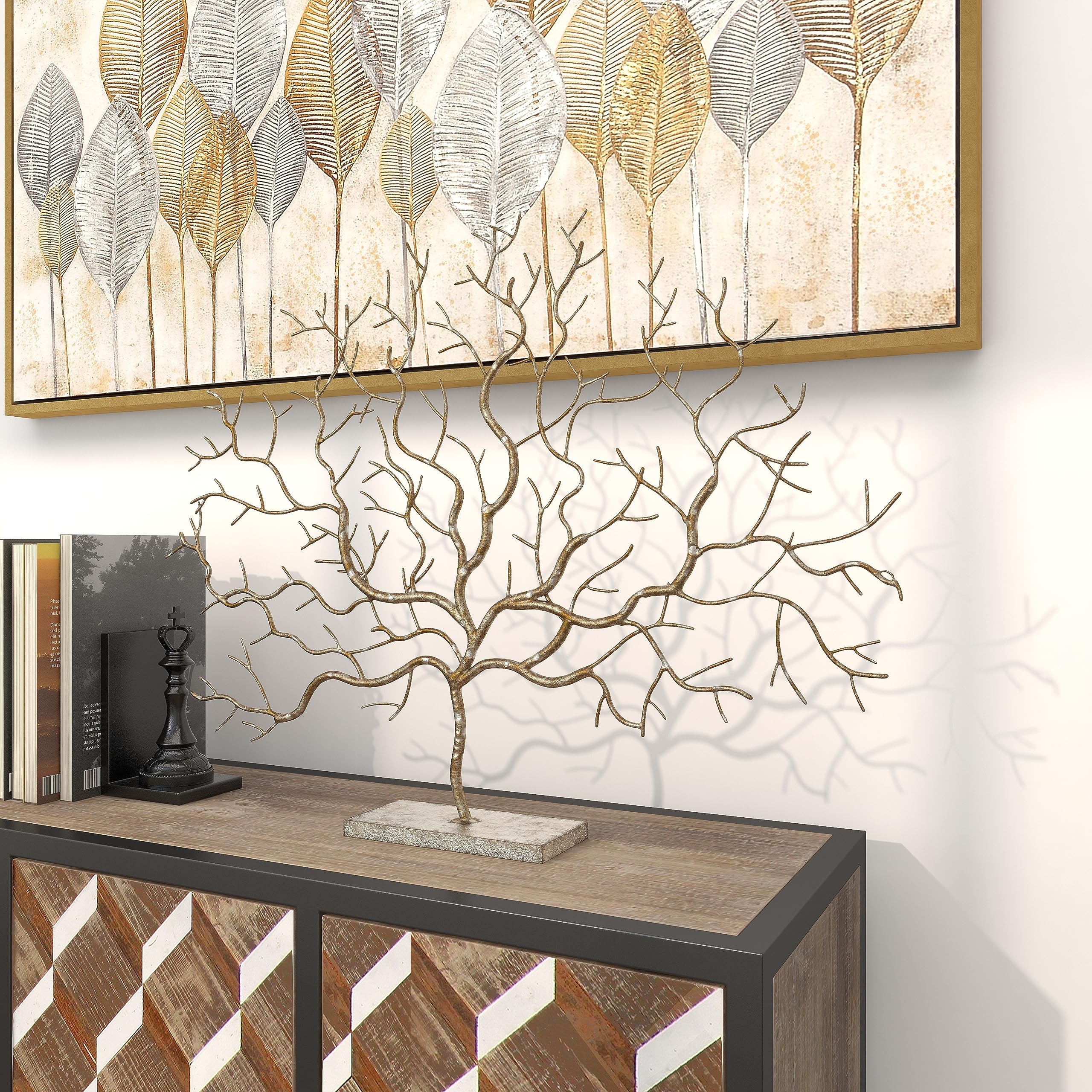 79 Metal Tree Decorative Sculpture Home Decor Statue, Accent Figurine 32" x 4" x 24"