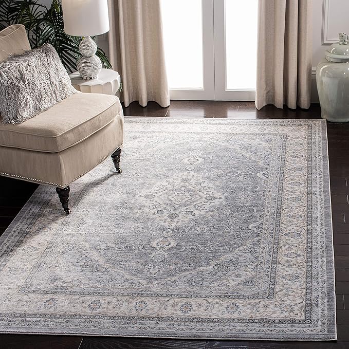 Isabella Collection Area Rug - 5'3" x 7'6", Light Grey & Cream