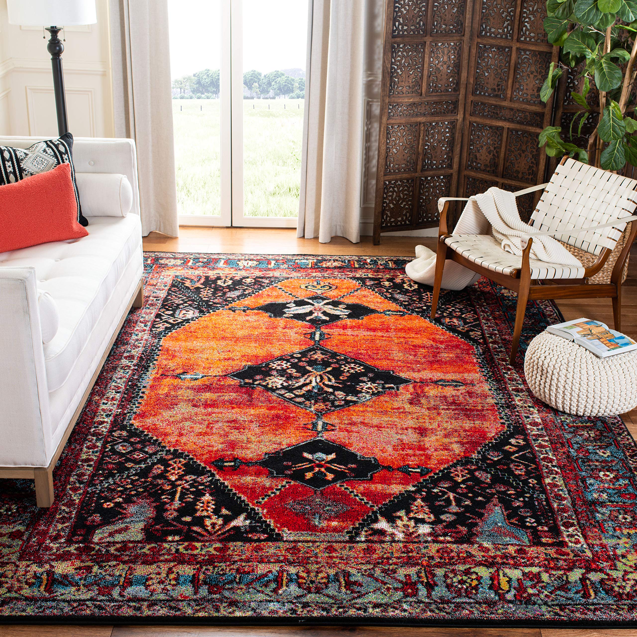 Vintage Hamadan Collection Area Rug - 9' x 12', Orange & Multi