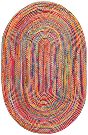 Cape Cod Collection Area Rug - 4' x 6' Oval, Red & Multi