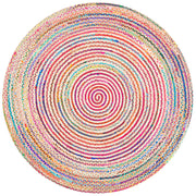 Cape Cod Collection 7' Round Natural/Multi CAP251A Handmade Boho Braided Jute