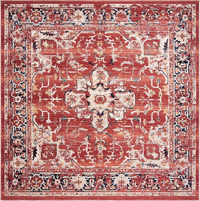 Charleston Collection Area Rug - 6' x 9', Ivory & Light Blue